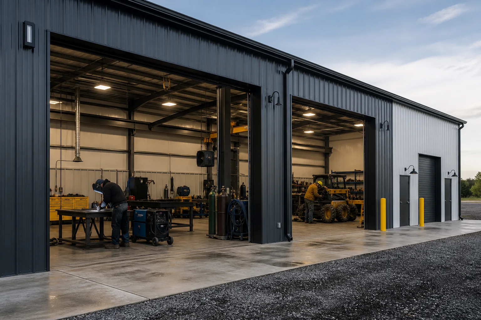 Active steel workshop planned around equipment and work flow